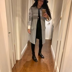 🔥🔥BNWT Long Open Front Zara Wool Vest in Gray😍